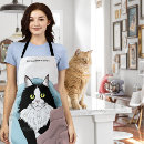 Recherche de chat blanc noir tabliers Bleu