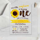 Search for sunflower 1st birthday invitations Turning one