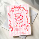 Search for pink bow birthday invitations Whimsical
