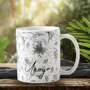 Search for flower sketch mugs Black and white