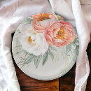 Recherche de fleurs blanches assiettes en papier Aquarelle
