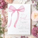 Search for bow baby girl shower invitations Blush pink bow