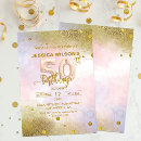 Search for balloon 50th birthday invitations Gold glitter