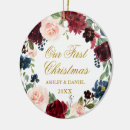 Search for burgundy gold ornaments First christmas