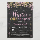 Search for winter onederland girl invitations Gold glitter