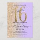 Recherche de lavender 16ans anniversaire invitations Parties scintillant or