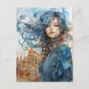 Recherche de cheveux bleus cartes postales Ai généré