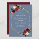 Search for dusty blue and burgundy wedding invitations Modern elegant