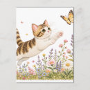 Recherche de chat et papillon cartes postales Floral