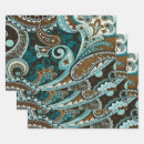 Search for turquoise brown gift wrap Vintage