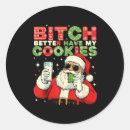 Search for funny cookie stickers Santa claus