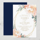 Search for navy blue peach wedding invitations Gold