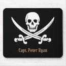 Search for pirate with sword mousepads Black