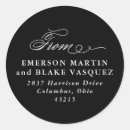 Search for return address round wedding stickers Black and white