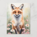 Search for flower fox postcards Watercolor