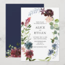 Search for navy blue flowers wedding invitations Modern