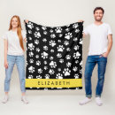 Search for black and white dog blankets Pattern of paws