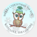 Search for owl on branch stickers Watercolor