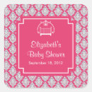 Search for pink damask stickers Baby shower