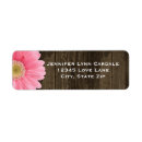 Search for pink gerbera daisy return address labels Rustic