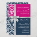 Search for faux silver wedding invitations Navy blue