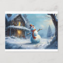 Search for snowman painting postcards Winter