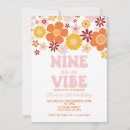 Search for flowers 9th birthday invitations Retro