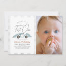 Search for race car 1st birthday invitations Blue
