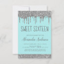 Search for teal sweet 16 invitations Silver