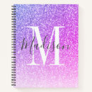 Search for name pink and purple glitter notebooks For her