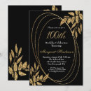 Search for 100th celebration birthday invitations Gold glitter
