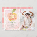 Search for one sweet peach birthday invitations Girl