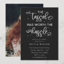 Search for tassel was worth the hassle invitations Black and white