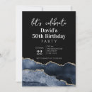 Search for blue 50th birthday invitations Blue and gold
