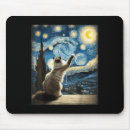 Search for van gogh starry night mousepads Funny cat