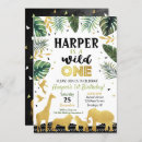 Recherche de jungle wild one birthday invitations Fille