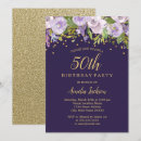 Search for purple and gold 50th birthday invitations Glitter