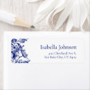 Search for blue floral return address labels Blue and white