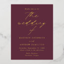Search for wine and gold wedding invitations Minimalist