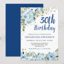 Search for blue gold 30th birthday invitations Thirtieth