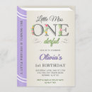 Search for purple 1st birthday invitations Little miss onederful
