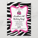 Search for zebra print birthday invitations Girly