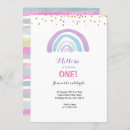 Search for kids rainbow birthday invitations Gold