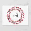 Search for flower monogram postcards Red