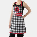 Search for black and white plaid aprons Red