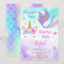 Search for unicorn and mermaid birthday invitations Girl