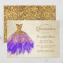 Recherche de purple gold quinceanera invitations Élégant