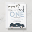Search for vintage car birthday invitations Fast one birthday