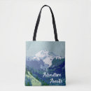 Search for adventure awaits tote bags Mountains