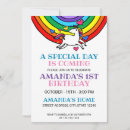 Search for rainbow 1st birthday invitations Hearts